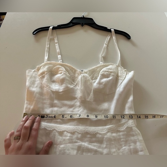 Reformation Arya Linen Mini Dress Bustier Lace White 6 Coquette Cottagecore - Picture 5 of 10